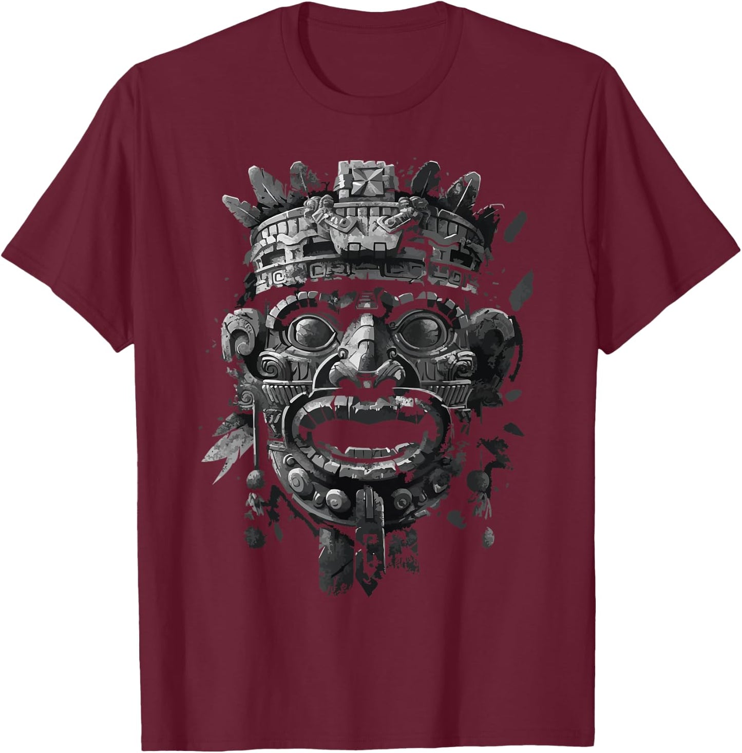 Aztec God Aztec Culture Mayan Indigenous Tlaloc Statue T-Shirt - T-Shirt | Maroon