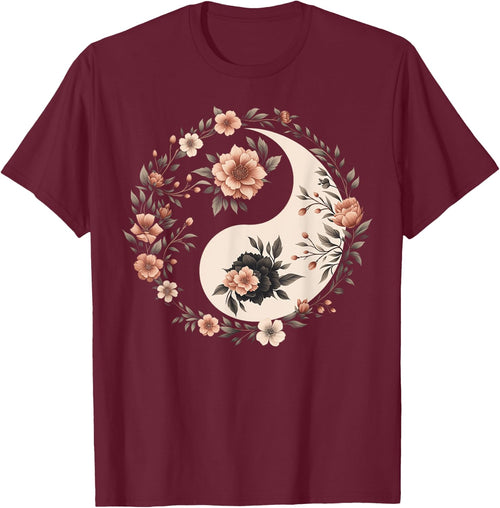 Cool Yin and Yang Symbol Floral Art Style Men Women