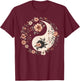 Cool Yin and Yang Symbol Floral Art Style Men Women T-Shirt - T-Shirt | Maroon