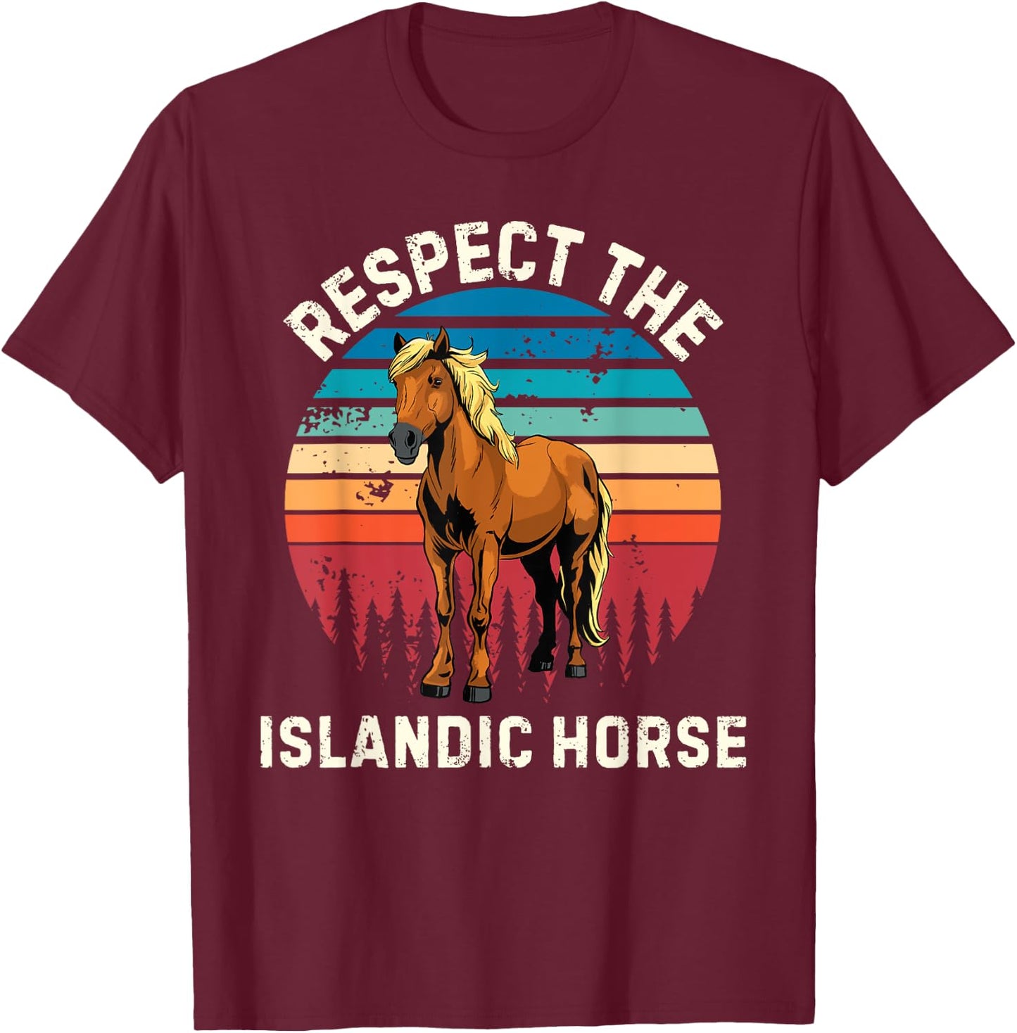 Retro Respect The Islandic Horse Vintage Islandic Horse T-Shirt - T-Shirt | Maroon