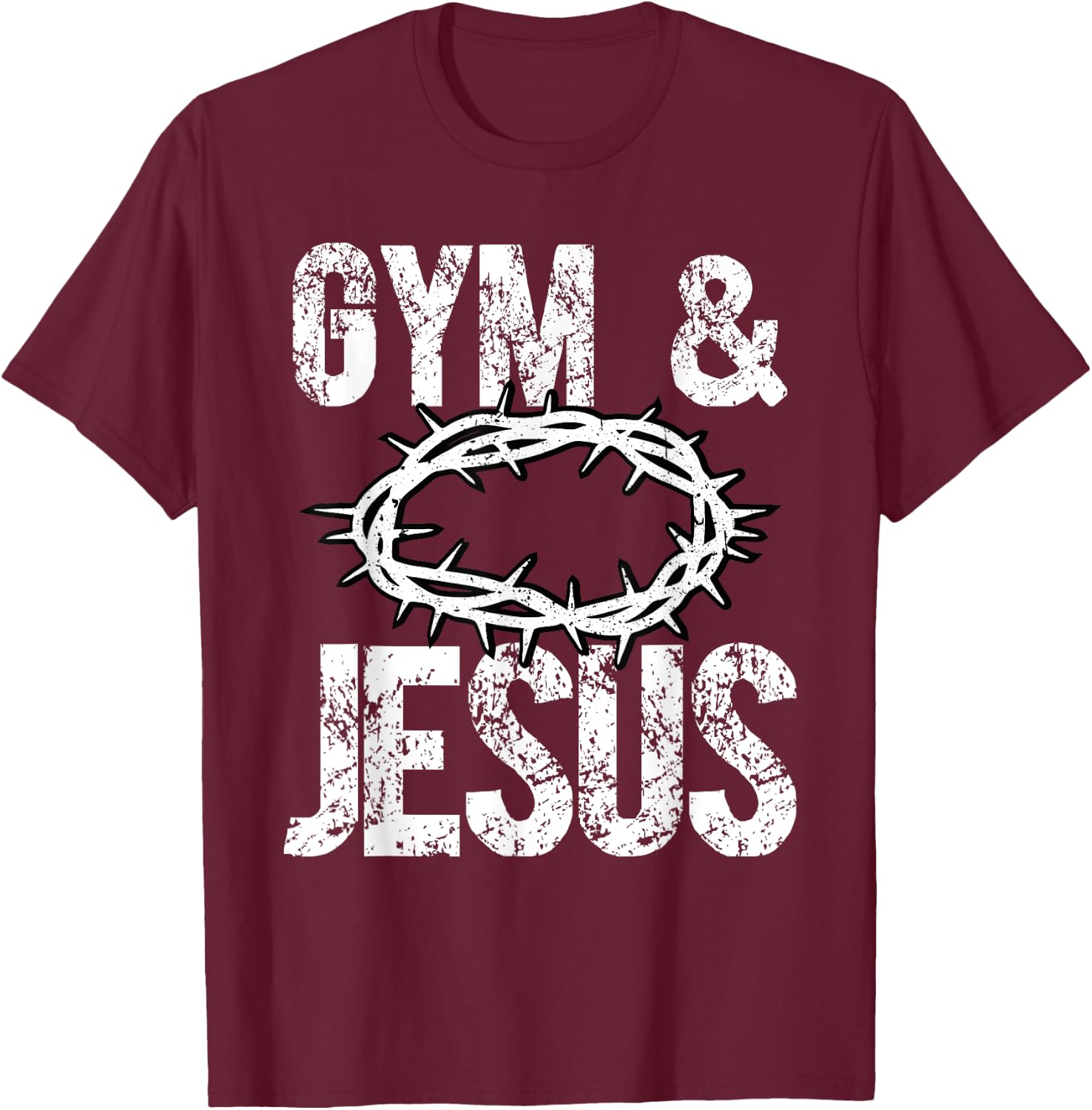Gym And Jesus Christian Bodybuilder Religious Bodybuilding T-Shirt - T-Shirt | Maroon