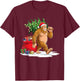 Bigfoot Christmas Tree Lights Xmas Boys Men Sasquatch Lovers T-Shirt - T-Shirt | Maroon
