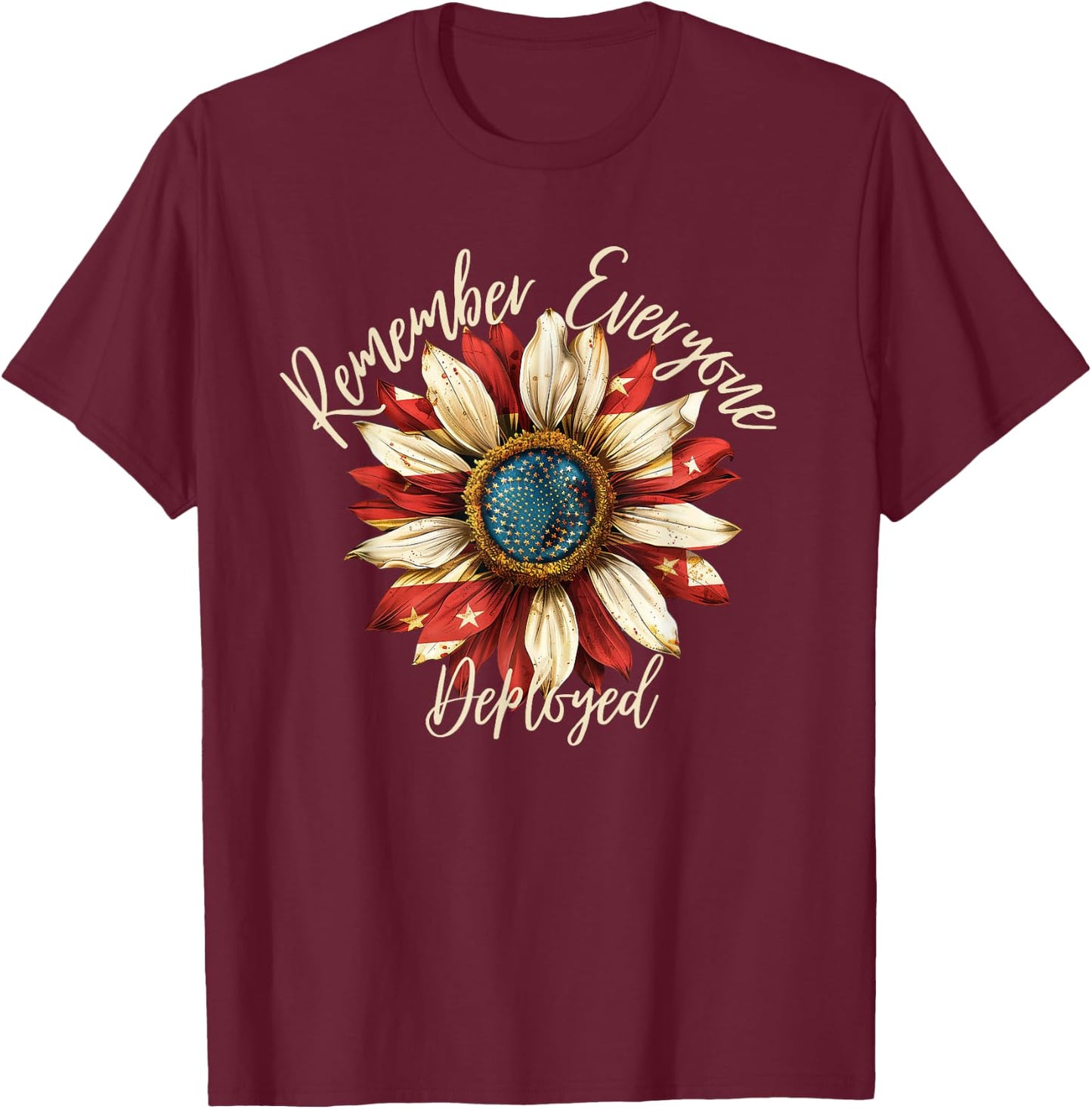 Patriotic Remember Everyone Deployed Red Friday Military T-Shirt - T-Shirt | Maroon