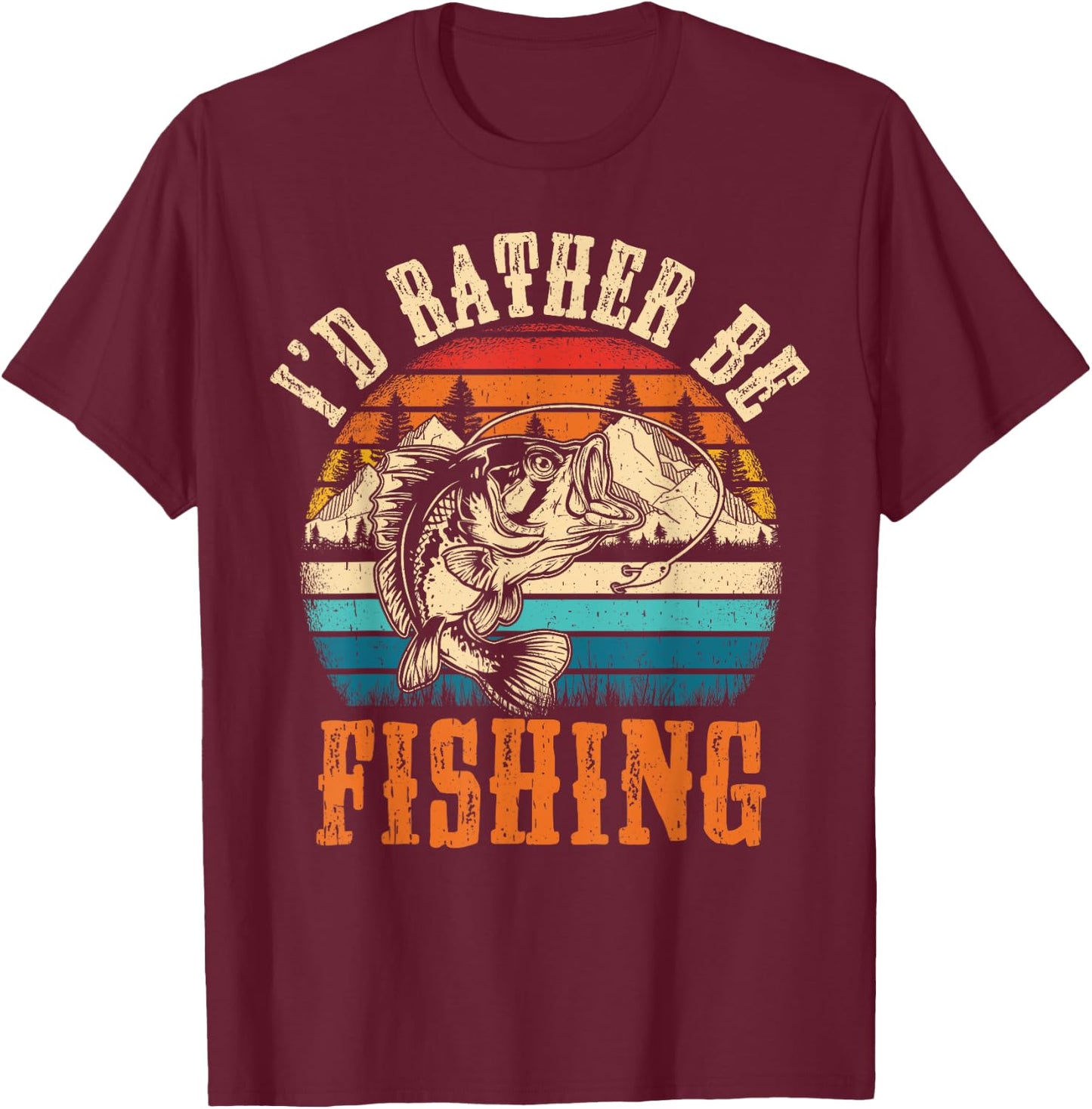 Funny Fishing Women Boy Kids Funny Bass Dad Fish T-Shirt - T-Shirt | Maroon