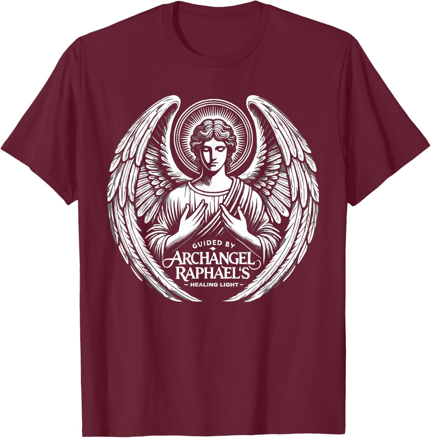 Archangel Raphael Catholic Christianity Guardian Angel T-Shirt - T-Shirt | Maroon