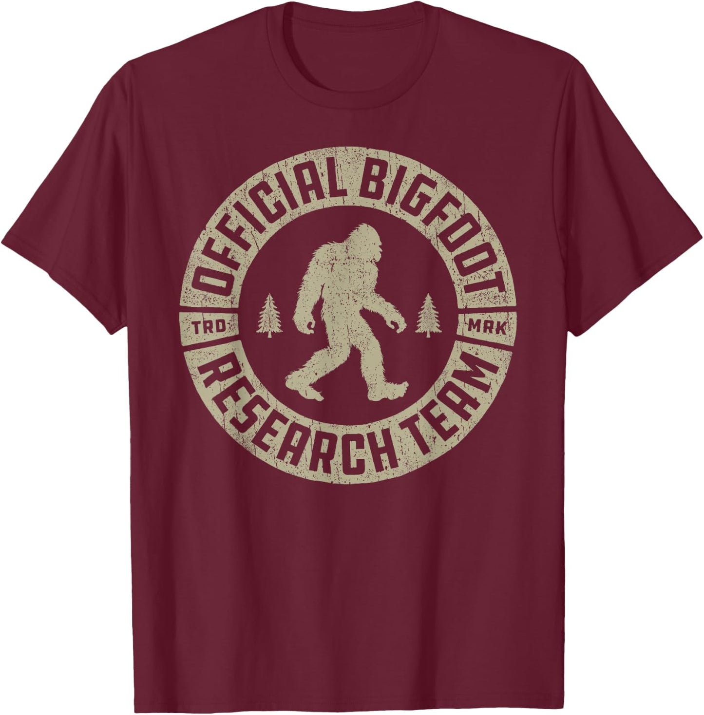 Bigfoot Research Team Retro Vintage Sasquatch Men Women T-Shirt - T-Shirt | Maroon