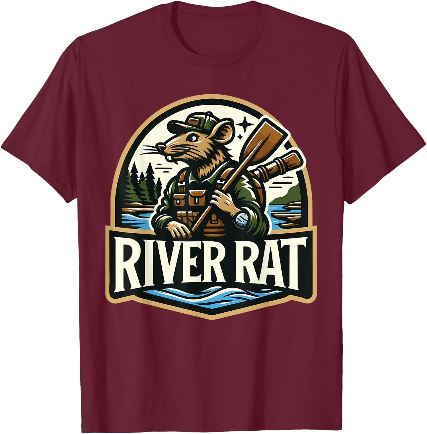 River Rat, River Life, River Adventures, River Rat T-Shirt - T-Shirt | Maroon
