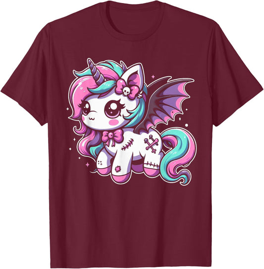 Pastel Goth Unicorn Kawaii Creepy Cute Aesthetic Art T-Shirt - T-Shirt | Maroon
