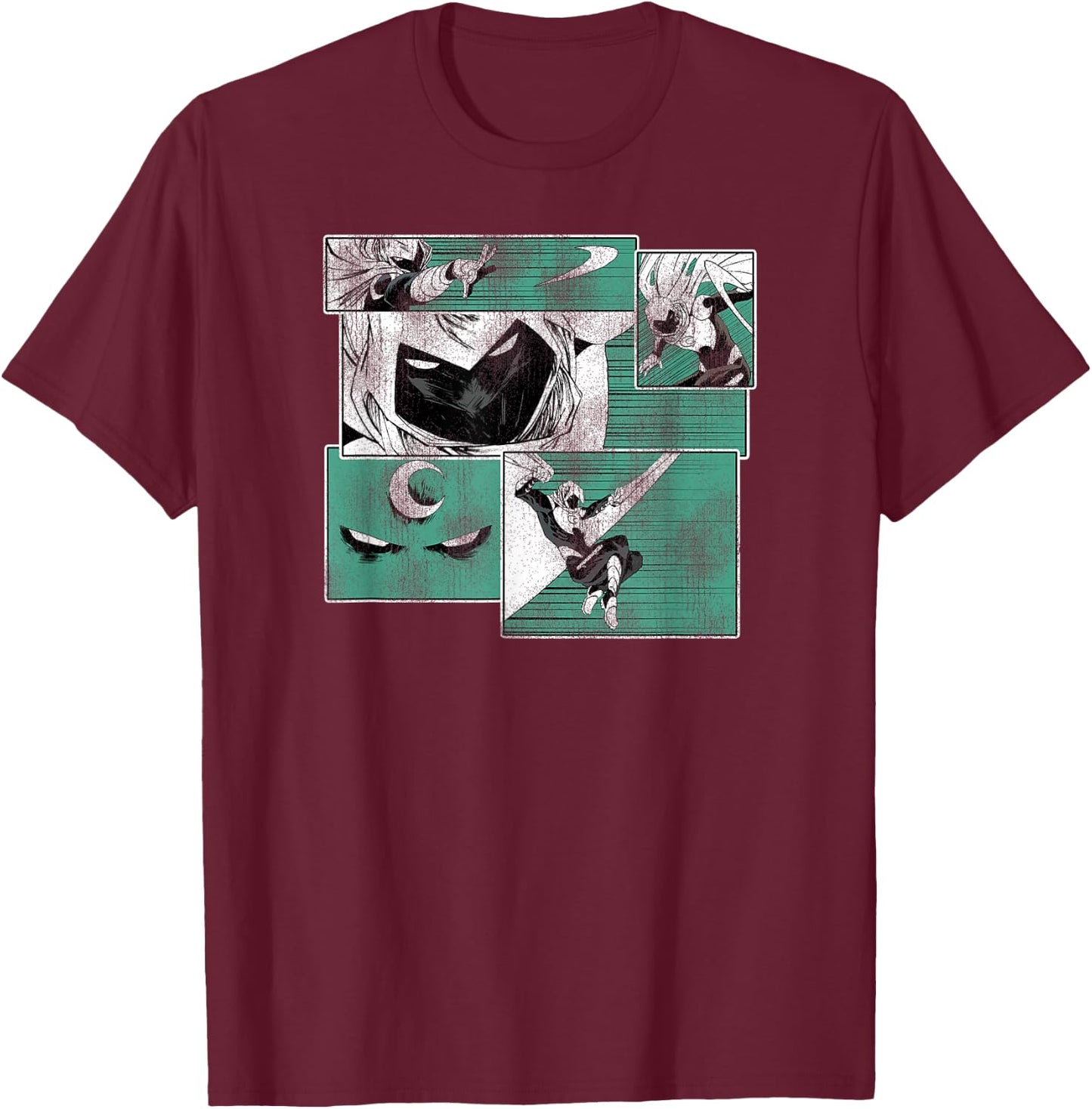 Marvel Moon Knight Graphic Comic Panels T-Shirt - T-Shirt | Maroon