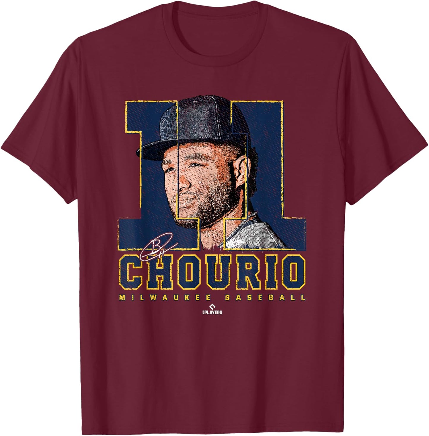 Silhouette Jackson Chourio Milwaukee MLBPA T-Shirt - T-Shirt | Maroon