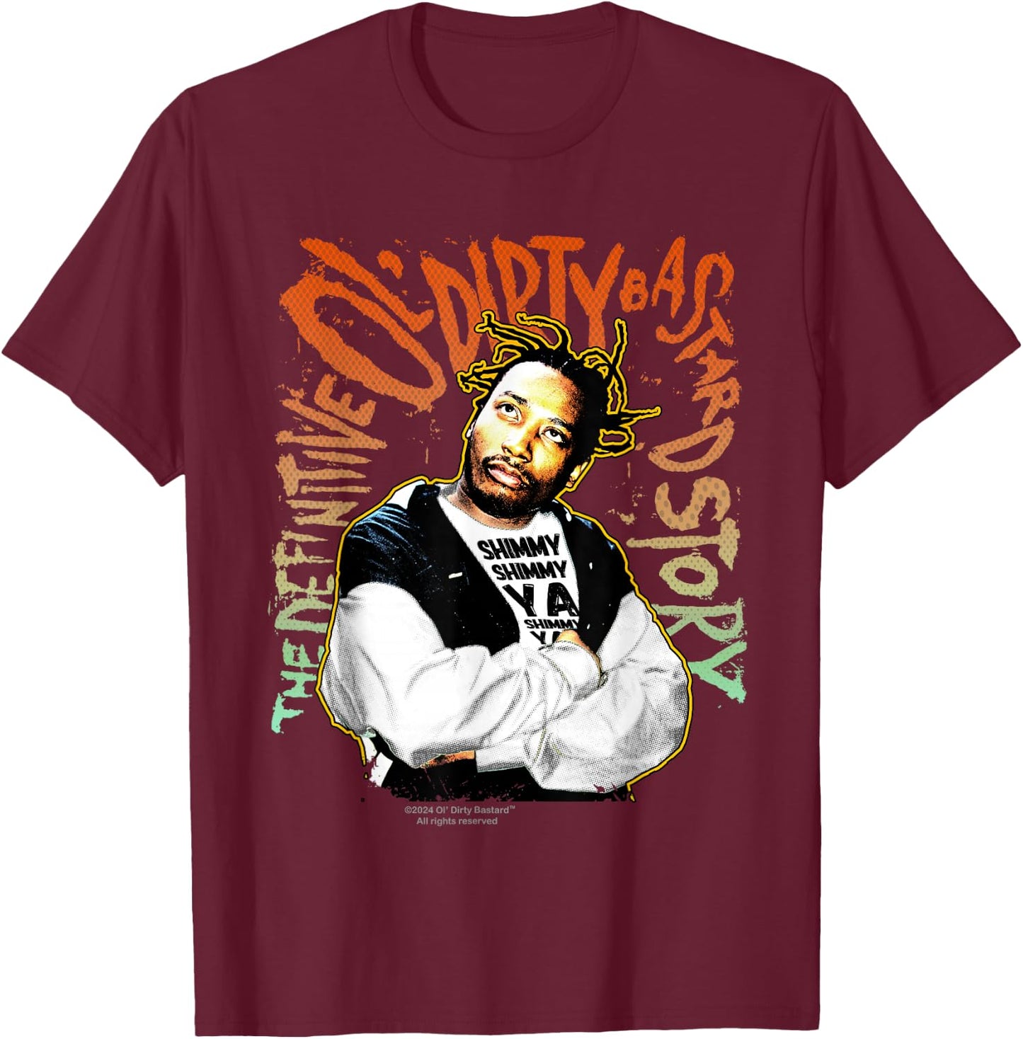 ODB Ol Dirty Ba--ard Shimmy Ya Retro 90s Hip Hop Rap Style T-Shirt - T-Shirt | Maroon