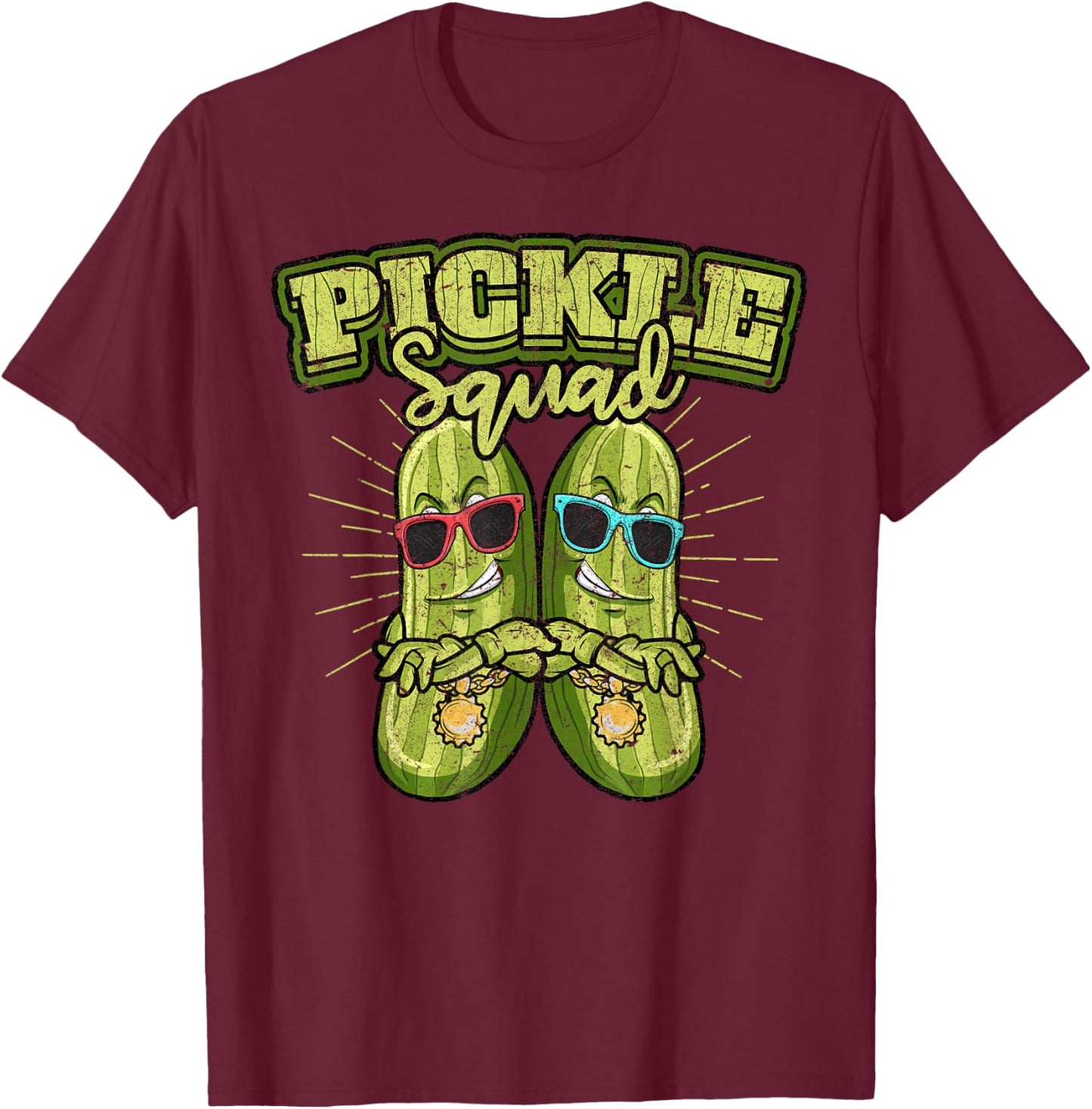 Pickle Squad Cucumber Dill Pickles Funny Pickle T-Shirt - T-Shirt | Maroon
