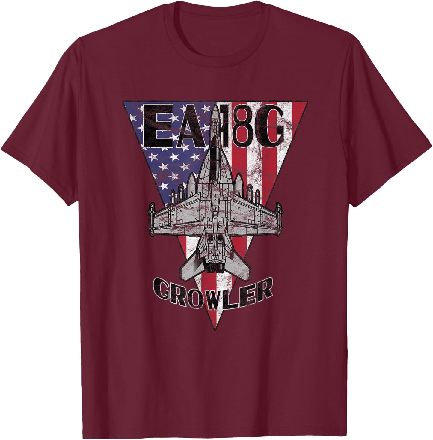 EA-18 Growler Military Jet Airplane Patriotic Vintage T-Shirt - T-Shirt | Maroon