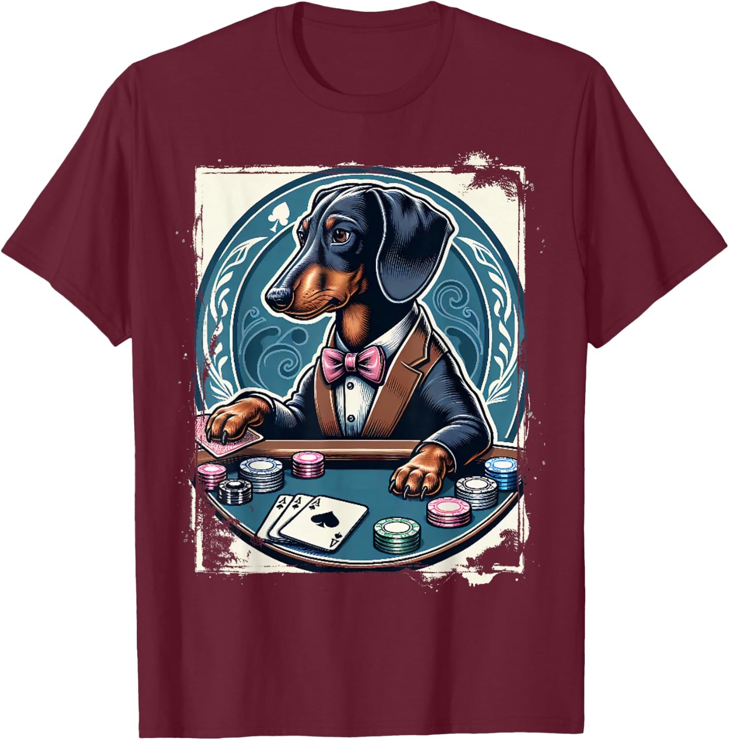 Dachshund Poker Costume Funny Teckel Dog Owner Pokers Women T-Shirt - T-Shirt | Maroon