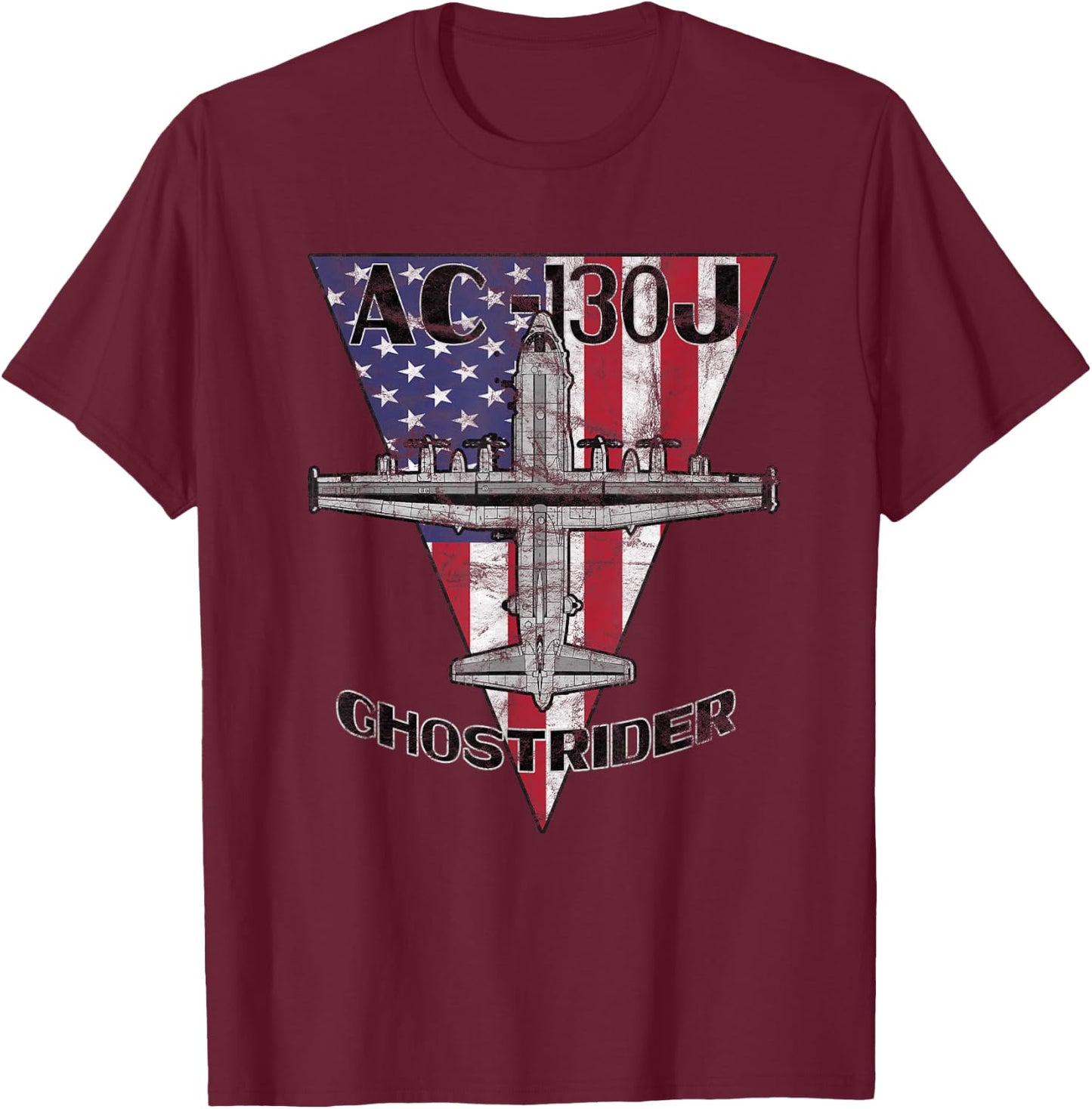 AC-130 J Ghostrider Military Airplane Patriotic Vintage T-Shirt - T-Shirt | Maroon