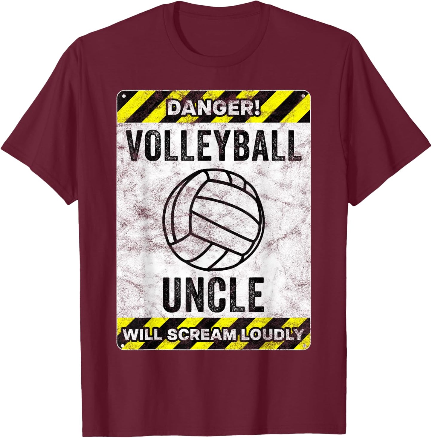 Funny Volleyball Uncle Sign Volleyball Uncle T-Shirt - T-Shirt | Maroon