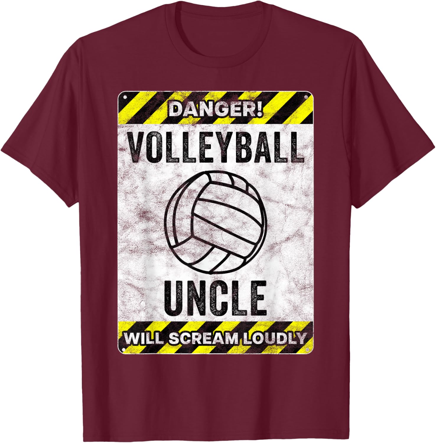 Funny Volleyball Uncle Sign Volleyball Uncle T-Shirt - T-Shirt | Maroon
