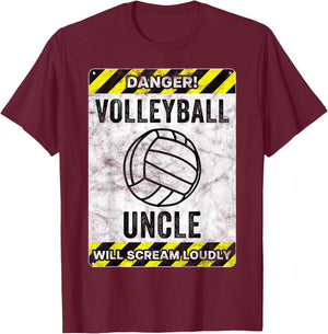 Funny Volleyball Uncle Sign Volleyball Uncle T-Shirt - T-Shirt | Maroon