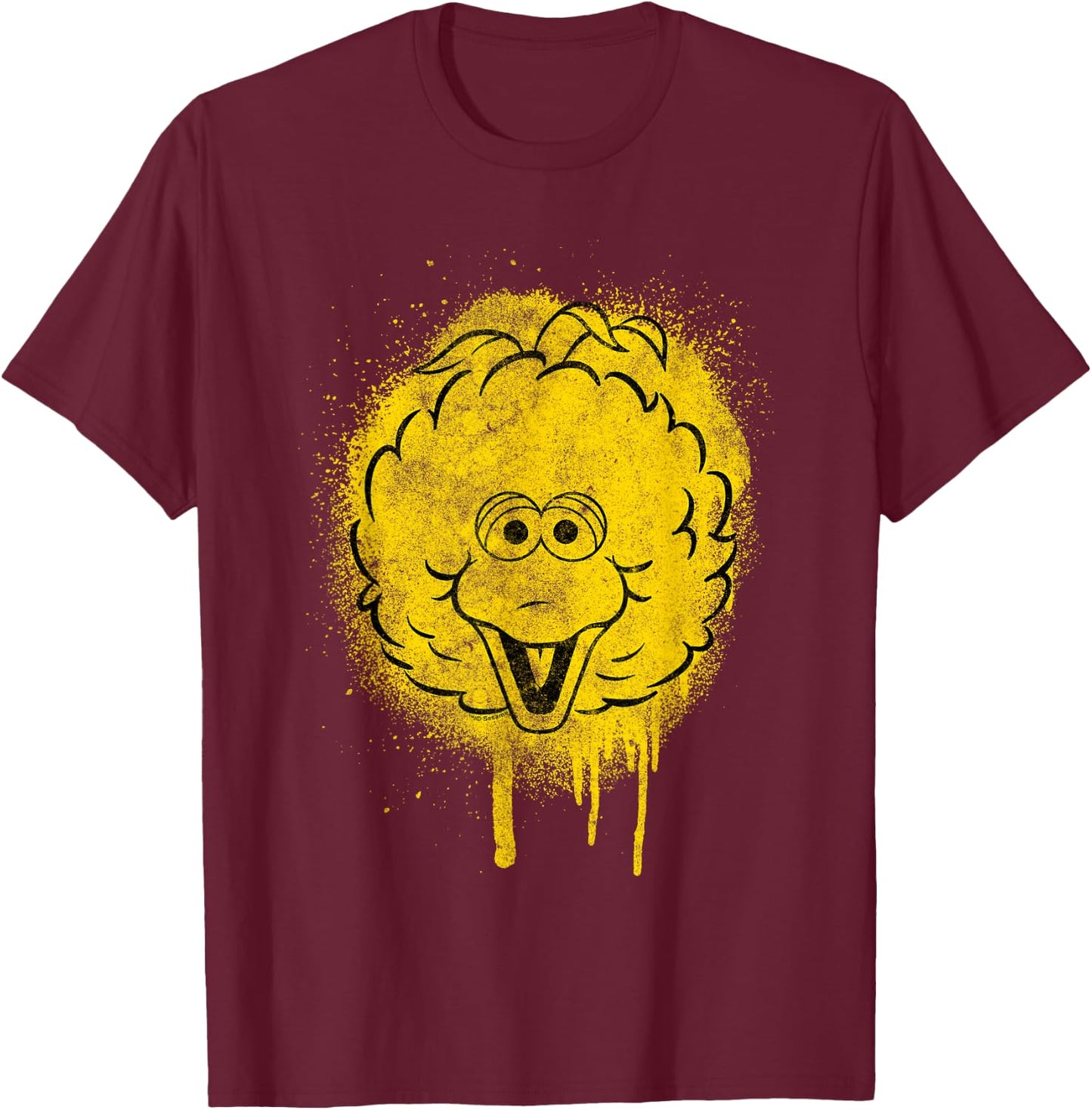 Sesame Street Big Bird Graffiti Spray Face Halloween Costume T-Shirt - T-Shirt | Maroon