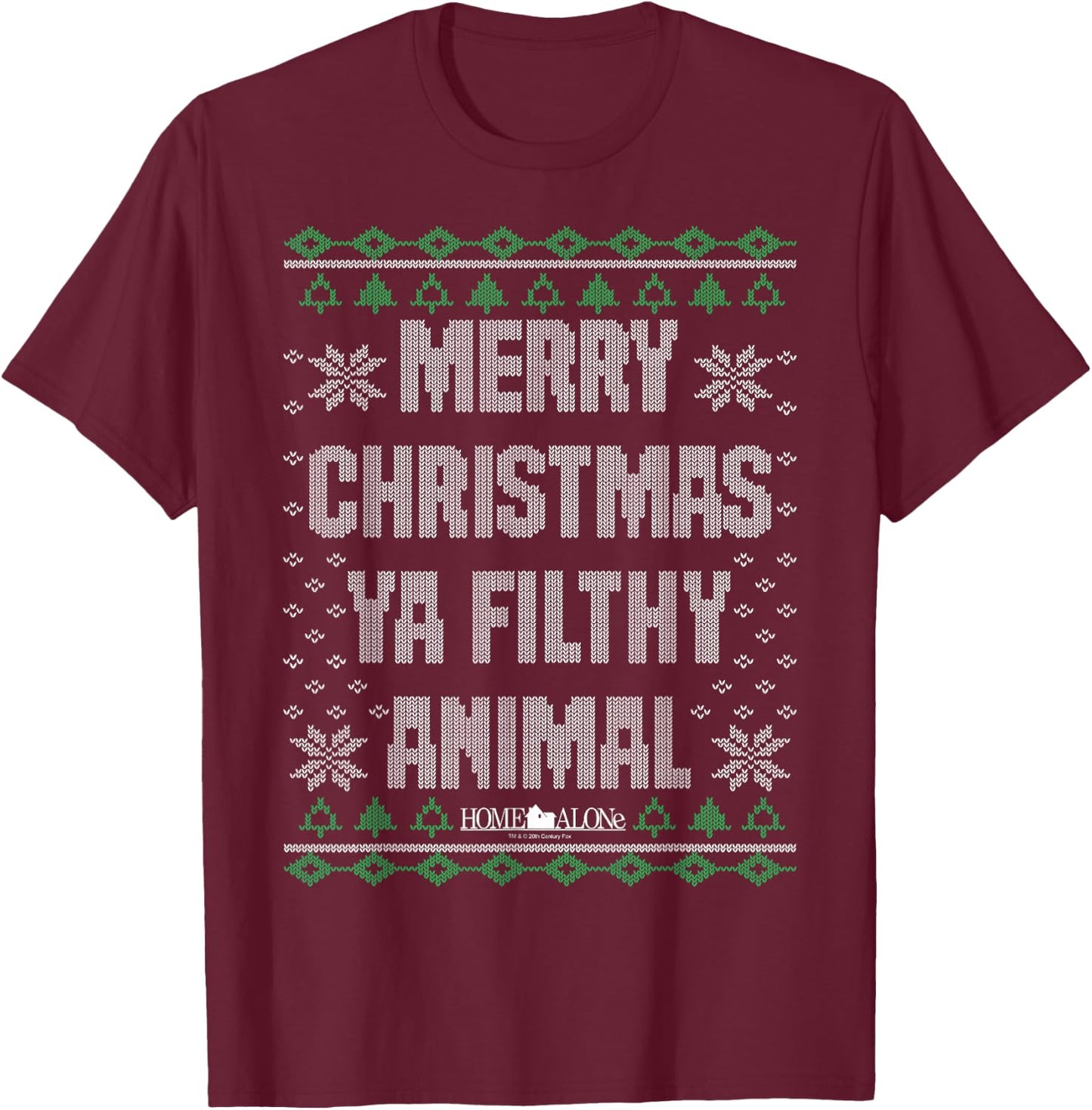 Home Alone Merry Christmas Ya Filthy Animal Ugly Sweater T-Shirt - T-Shirt | Maroon