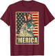 Chicken Merica Vintage American Flag 4th Of July T-Shirt - T-Shirt | Maroon