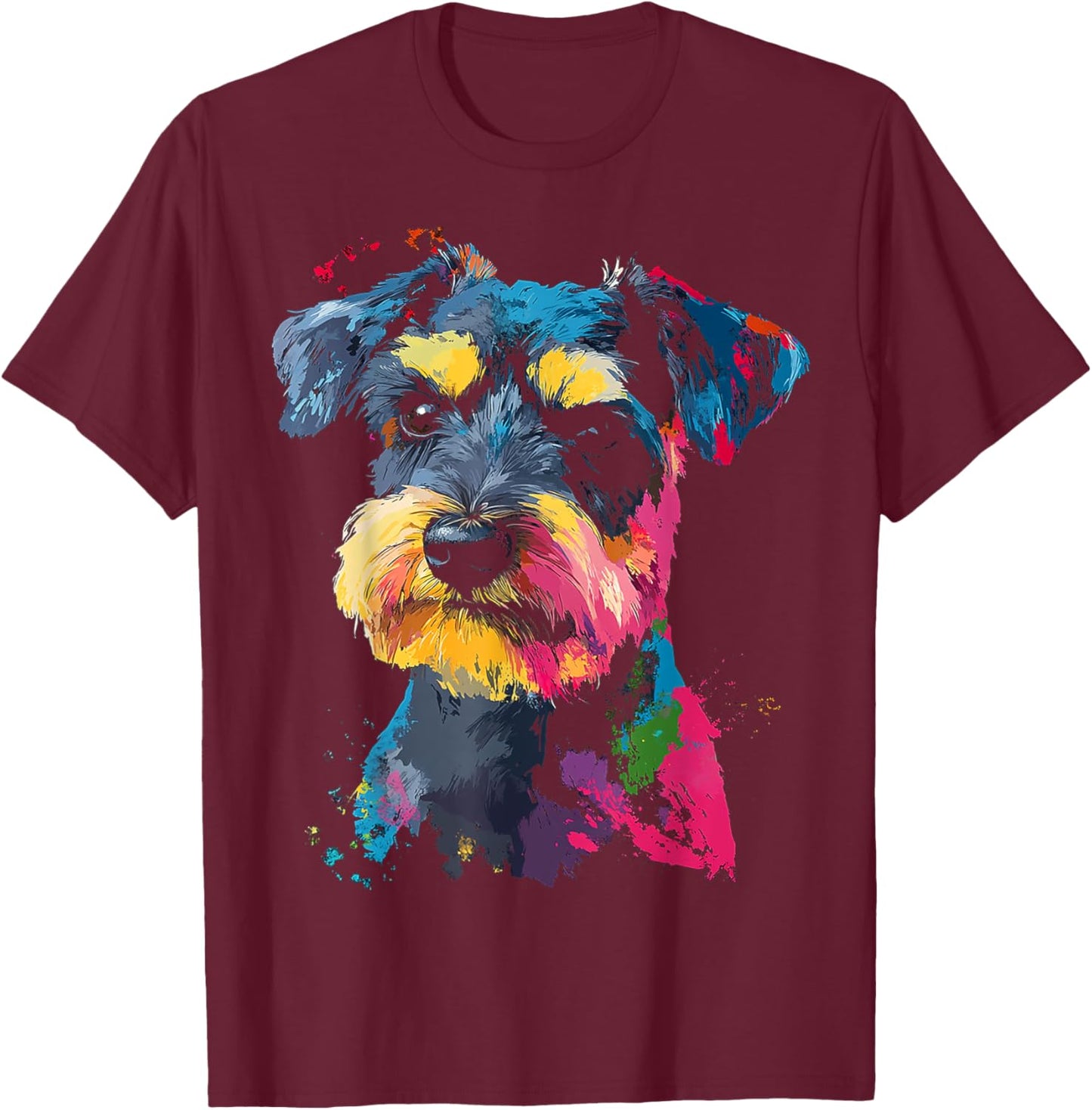 Schnauzer Dog Motif Pet Art Schnauzer T-Shirt - T-Shirt | Maroon