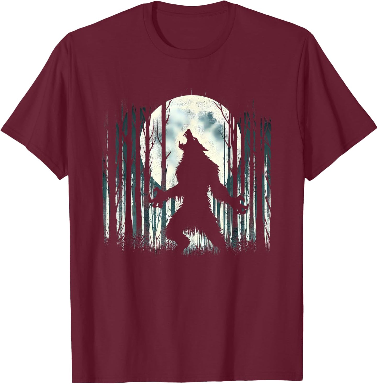 Werewolf Howling At Full Moon - Alpha Wolf Meme Literally Me T-Shirt - T-Shirt | Maroon