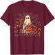 Retro Floral Lace Ghost Pumpkin Spooky Halloween Girls Women T-Shirt - T-Shirt | Maroon
