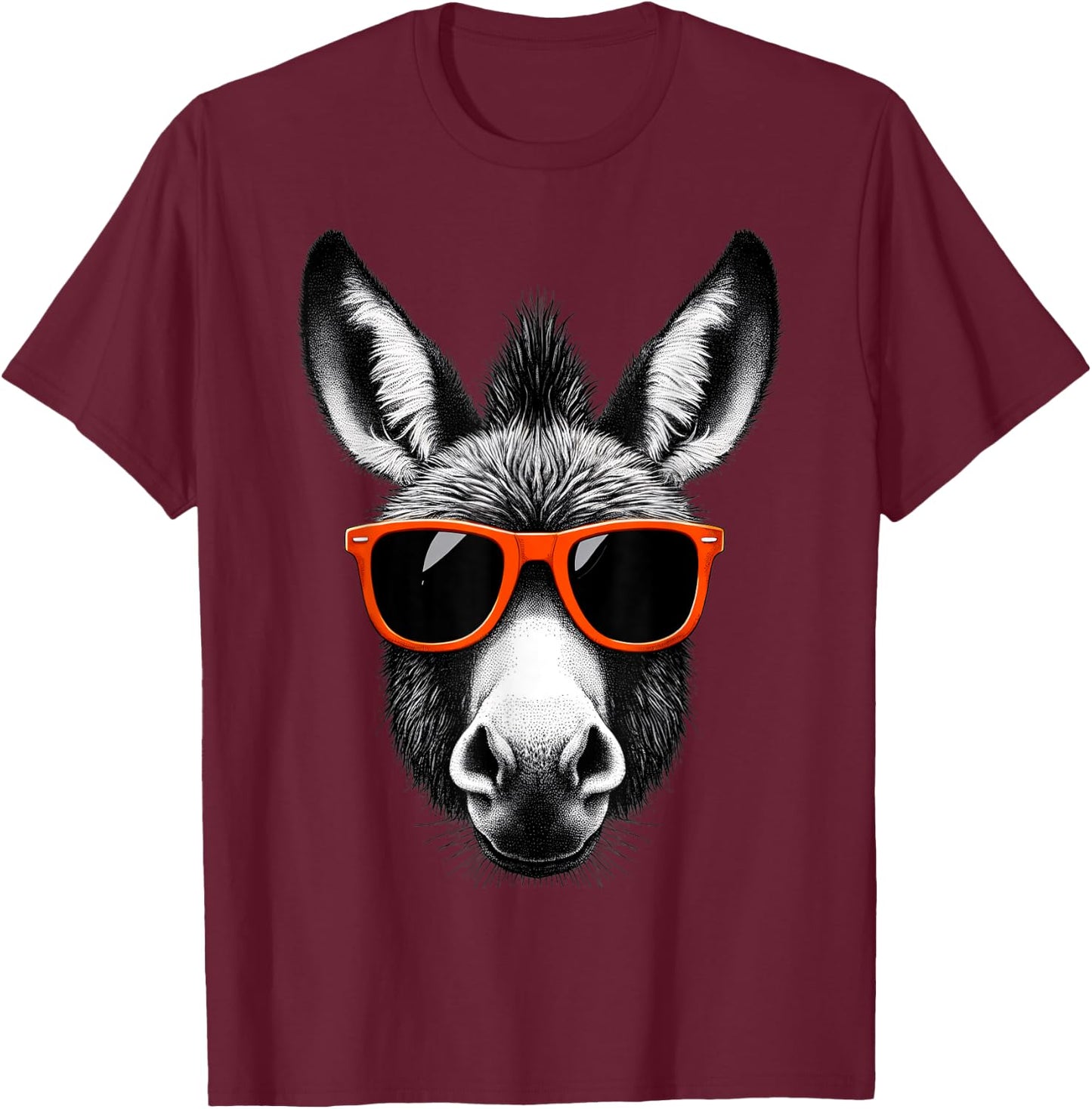 Cool Mule Wearing Sunglasses Graphic Art T-Shirt - T-Shirt | Maroon