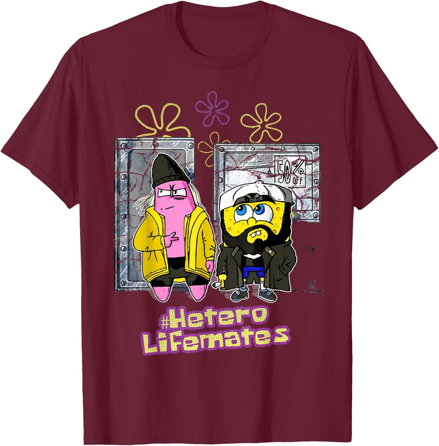 Kevin Smith Jay & Silent Bob Remix Sponge Retro Mashup 90s T-Shirt - T-Shirt | Maroon
