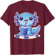 Kawaii Axolotl Blueberry Smoothie T-Shirt - T-Shirt | Maroon