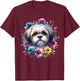 Watercolor Floral Shih Tzu Mama Dog Lovers Mother's Day T-Shirt - T-Shirt | Maroon