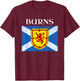Burns Scottish Clan Family Name Scotland Flag T-Shirt - T-Shirt | Maroon