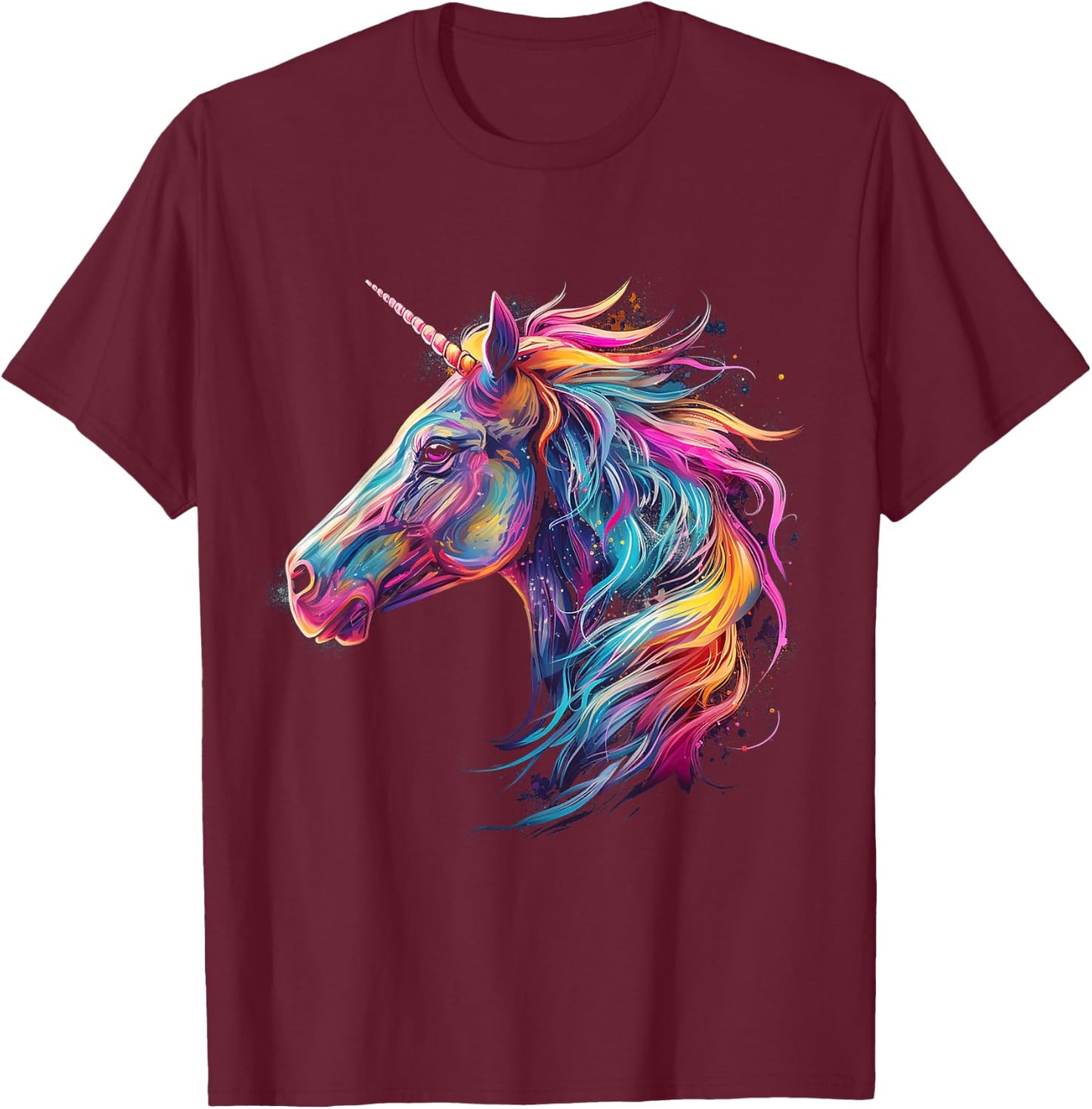 Unicorn Rainbow Animal Graphic Illustration Unicorn T-Shirt - T-Shirt | Maroon