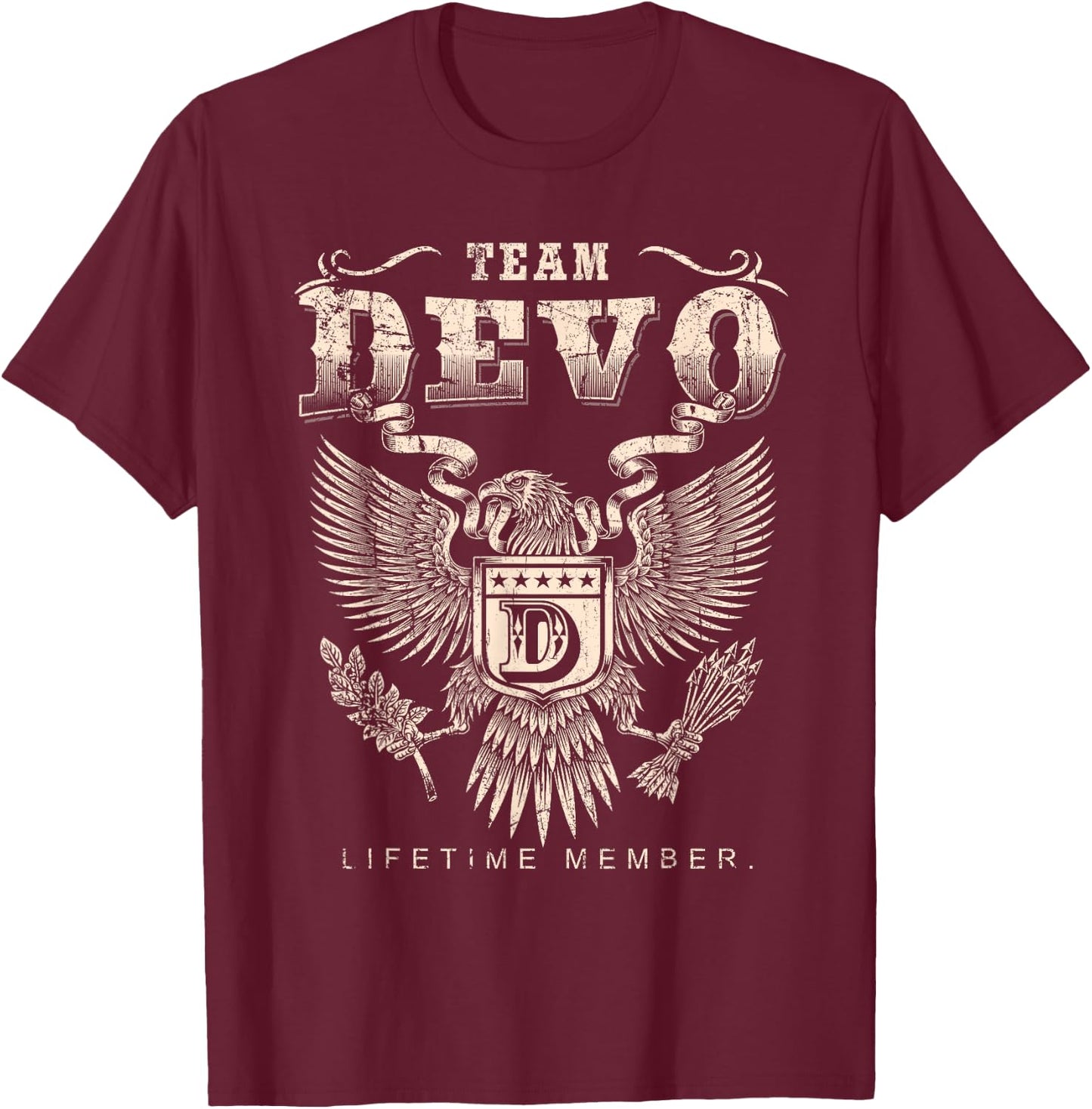 Team Devo Lifetime Member - Devo Name T-Shirt - T-Shirt | Maroon