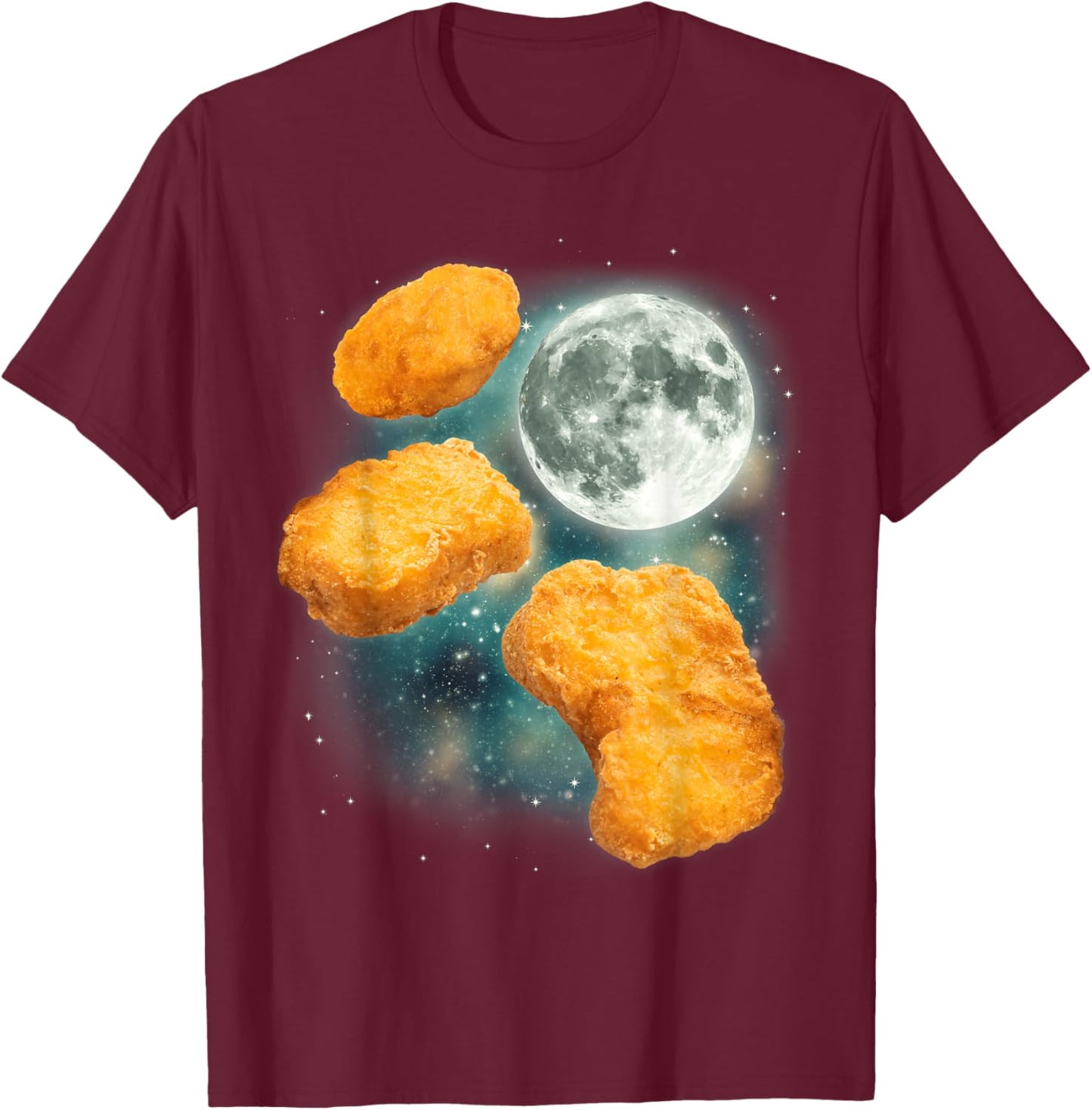 Three Chicken Nuggets Howl at the Moon Funny Parody Tendies T-Shirt - T-Shirt | Maroon