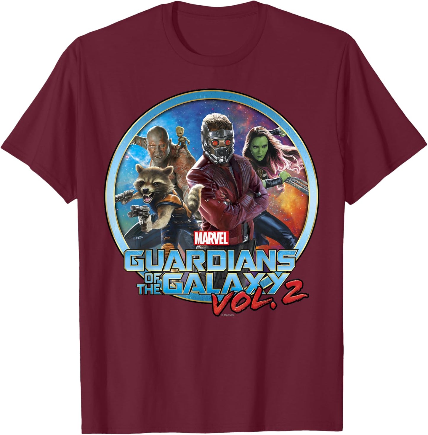 Marvel Guardians of The Galaxy Vol 2 Team Up Poster T-Shirt - T-Shirt | Maroon