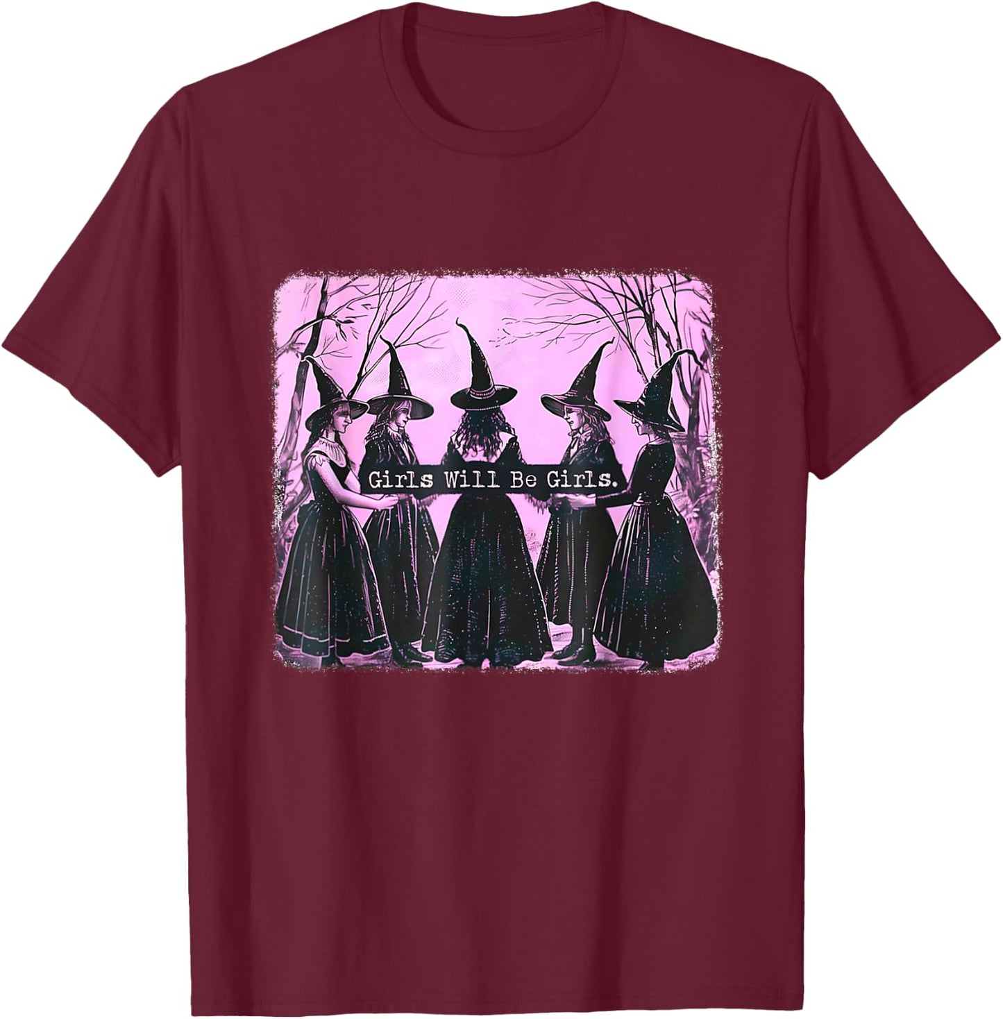 Funny Halloween Shirt 2025 Girl Will Be Girl Witch T-Shirt - T-Shirt | Maroon