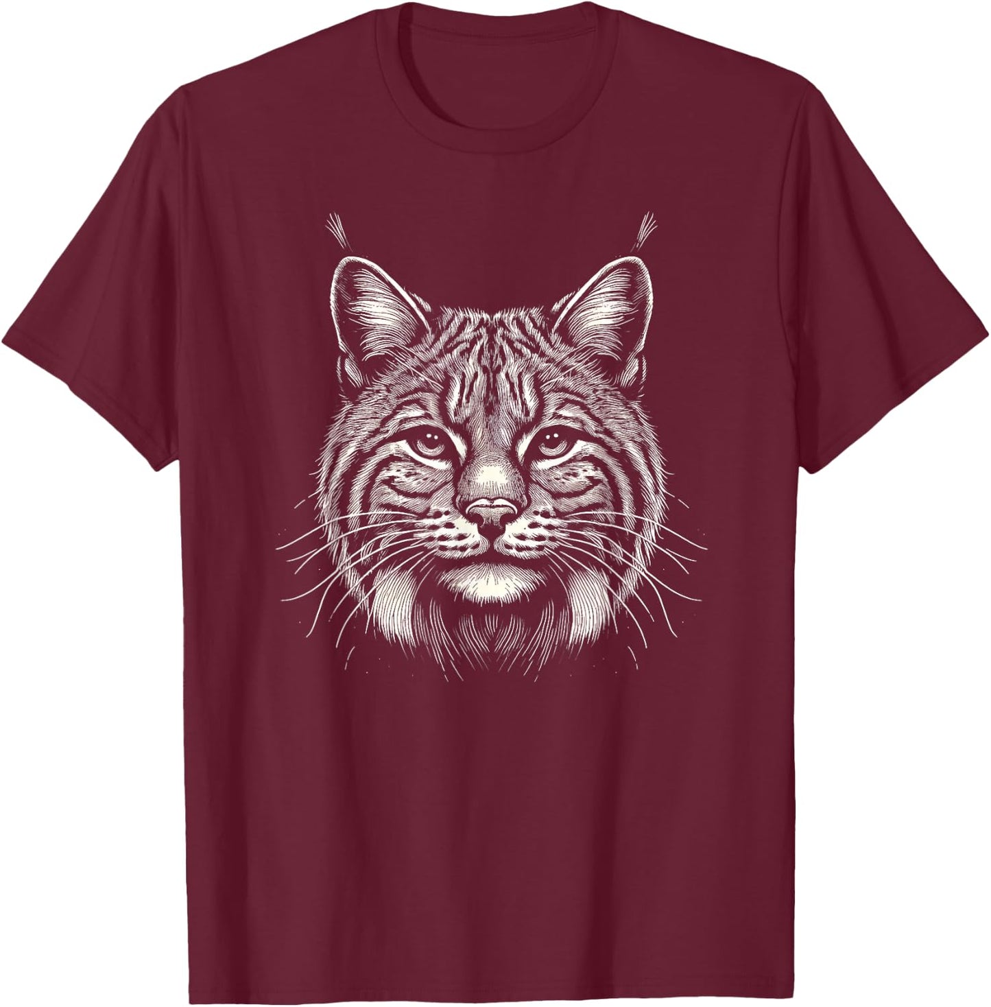 Bobcat Face Graphic Art Design And Men T-Shirt - T-Shirt | Maroon