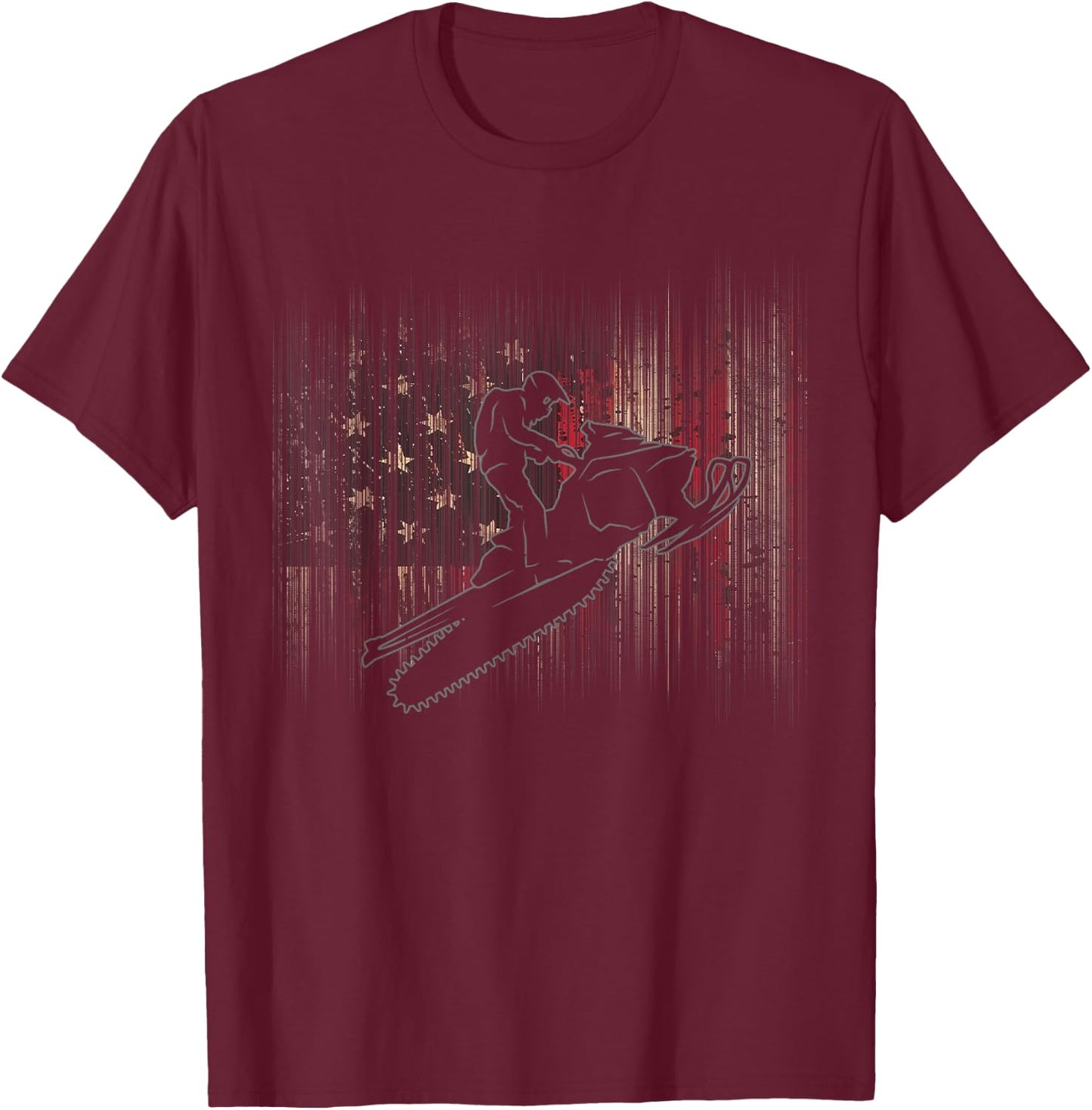 American Flag Snowmobile Apparel - Snowmobile T-Shirt - T-Shirt | Maroon