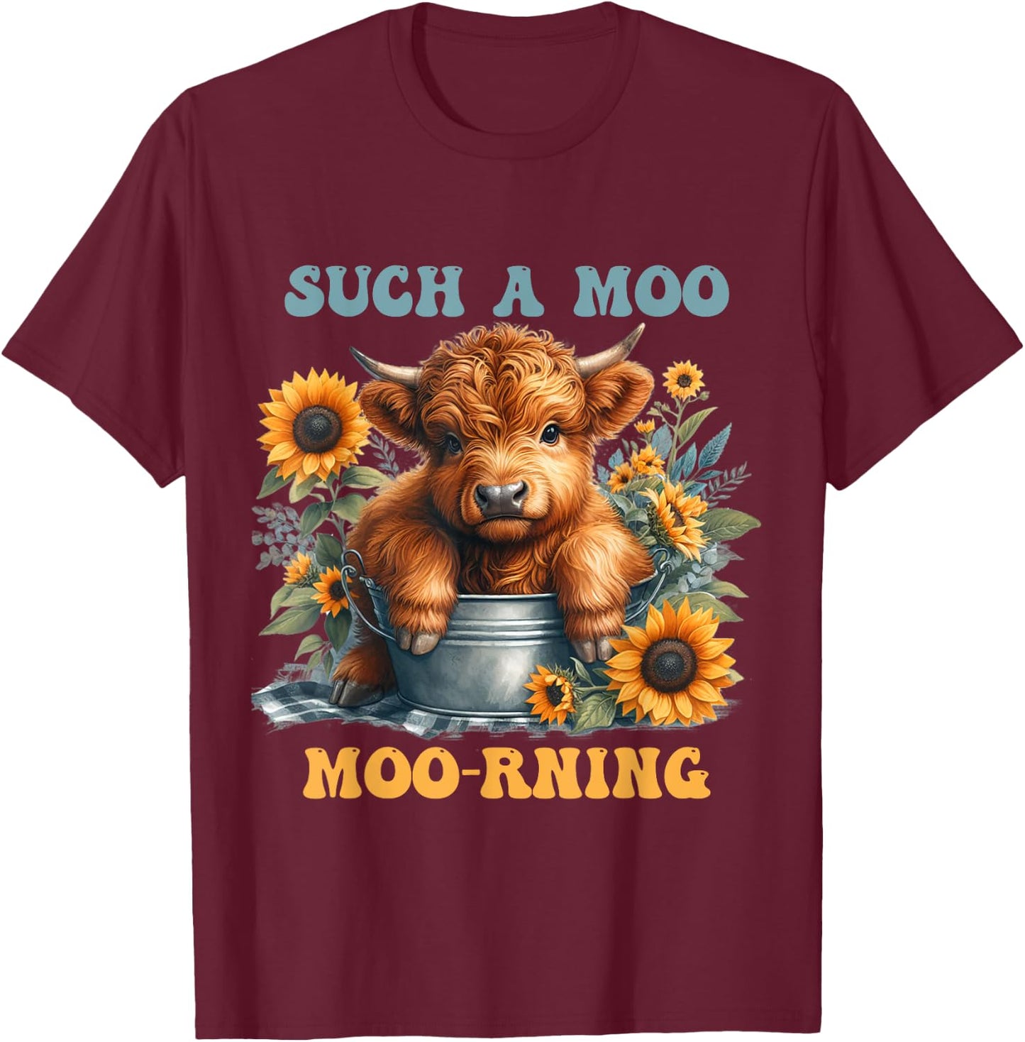 Cute Scottish Highland Cow Heifer Farm Animal Girl Women T-Shirt - T-Shirt | Maroon