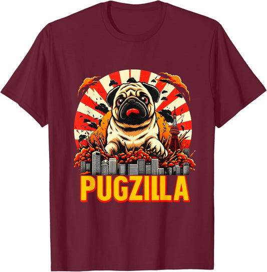Funny Pug Owner Pugzilla Dog Lover Animal Pet Breeder. T-Shirt - T-Shirt | Maroon