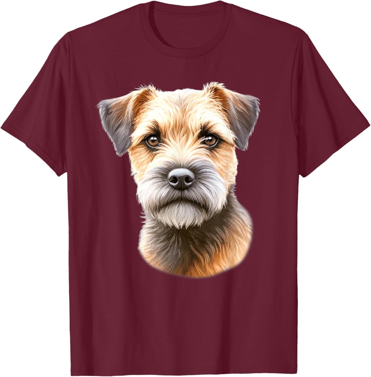 Border Terrier Dog Portrait T-Shirt - T-Shirt | Maroon