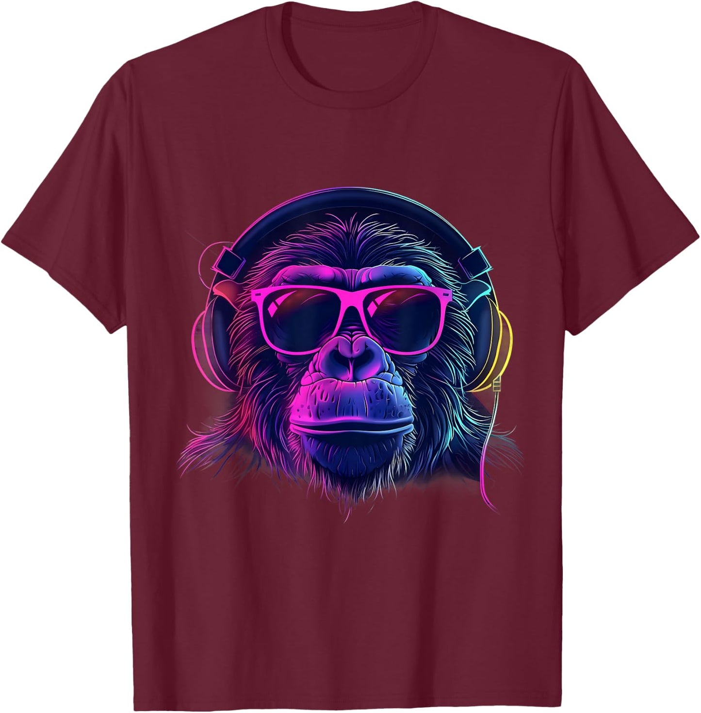 Monkey DJ Beatmaker Techno Music Headphones House Music T-Shirt - T-Shirt | Maroon