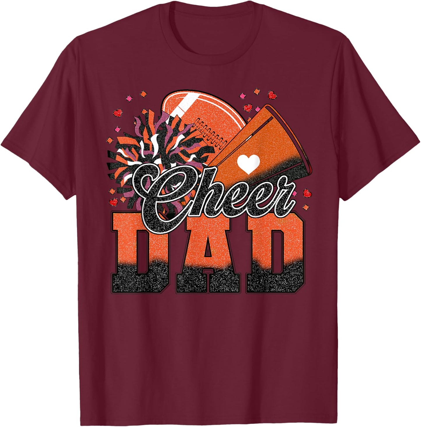 Orange Football Cheer Dad Men Vintage Cheerleader T-Shirt - T-Shirt | Maroon