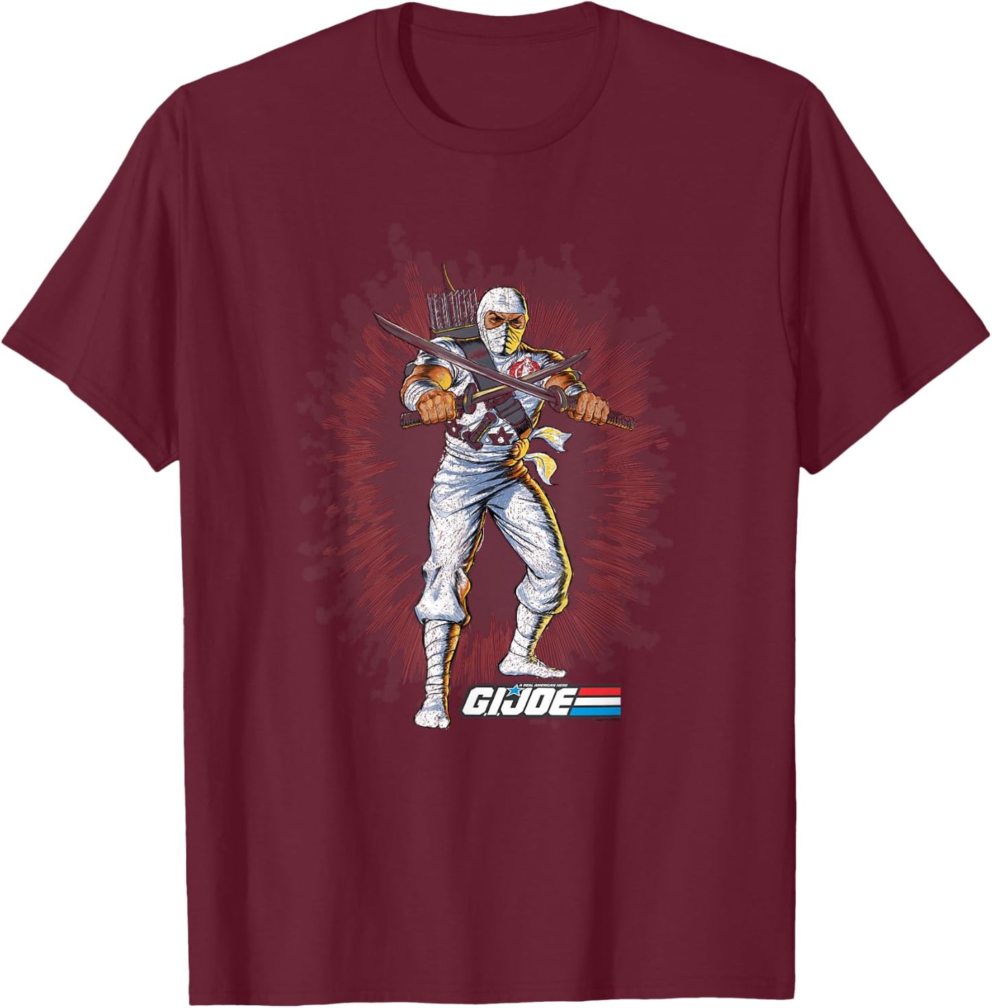 G.I. Joe Storm Shadow Action Pose Vintage Portrait T-Shirt - T-Shirt | Maroon