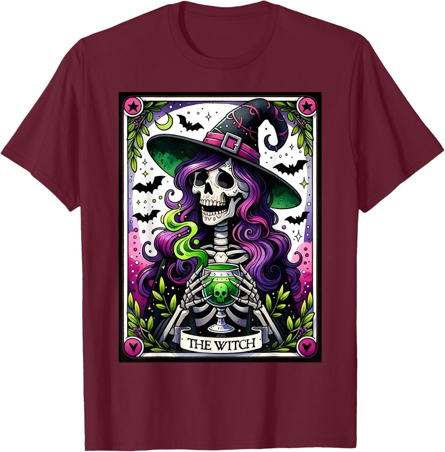 Tarot Card The Witch Trick Or Treat Spooky Season Halloween T-Shirt - T-Shirt | Maroon