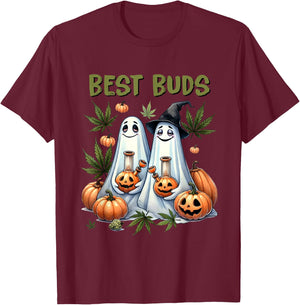 Marijuana Best Buds Ghost 420 Weed Cannabis Funny Halloween T-Shirt - T-Shirt | Maroon