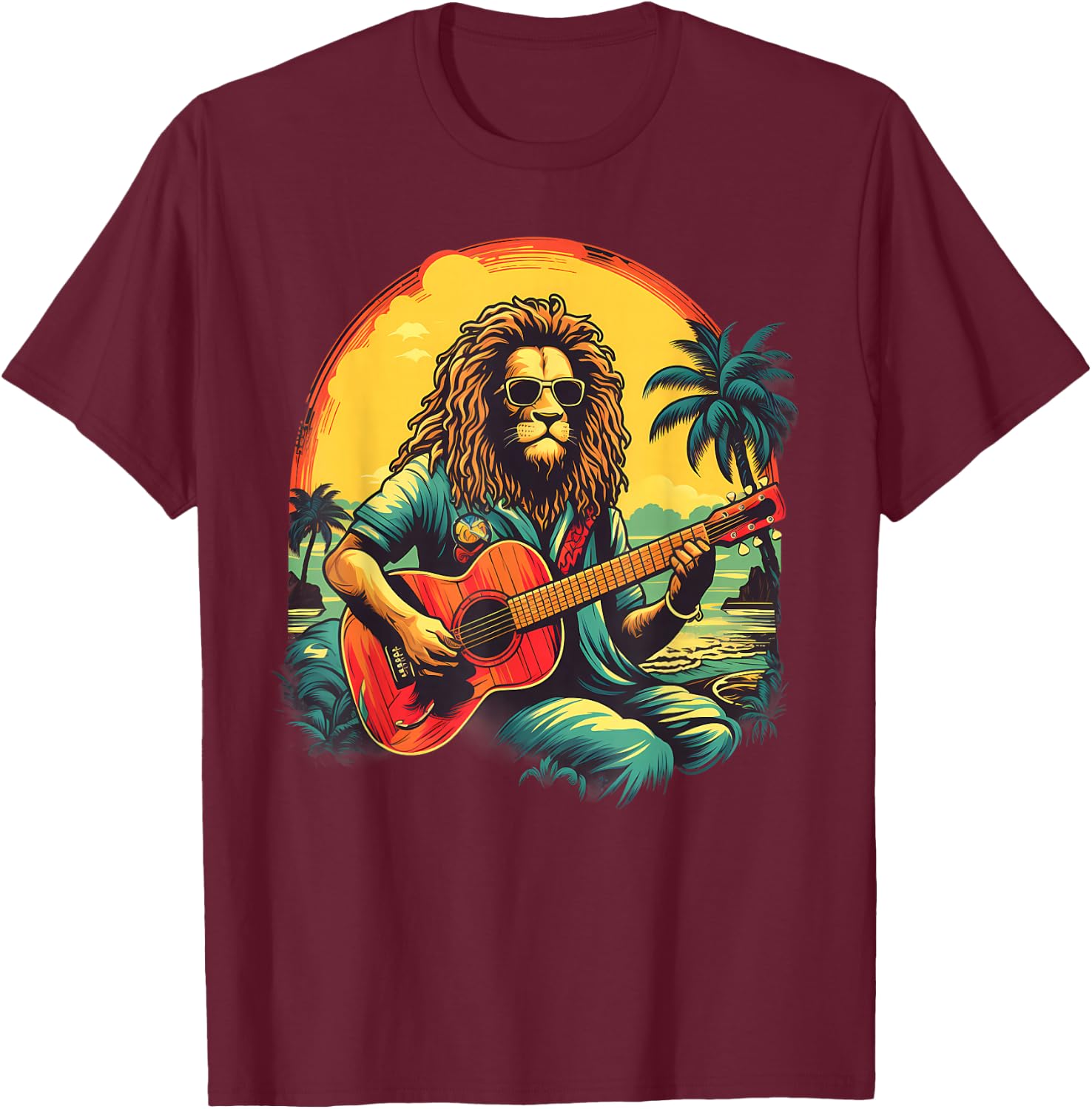 Rastafarian Pride Rasta Reggae Lion Reggae Music Hippie T-Shirt - T-Shirt | Maroon