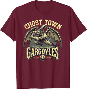Halloween Ghost Town Gargoyles Minor League Baseball T-Shirt - T-Shirt | Maroon